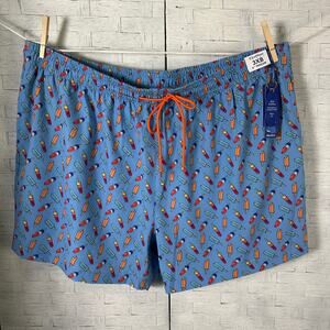 Caribbean drawstringt travel swim shorts trunks blue popsicles lined big & tall